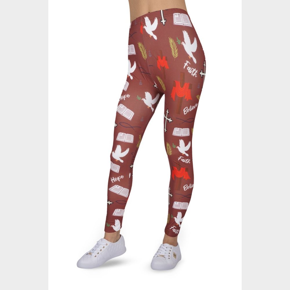 Believe - Christian Themed Printed FeatherSoft Women's Leggings Plus Size (Fits